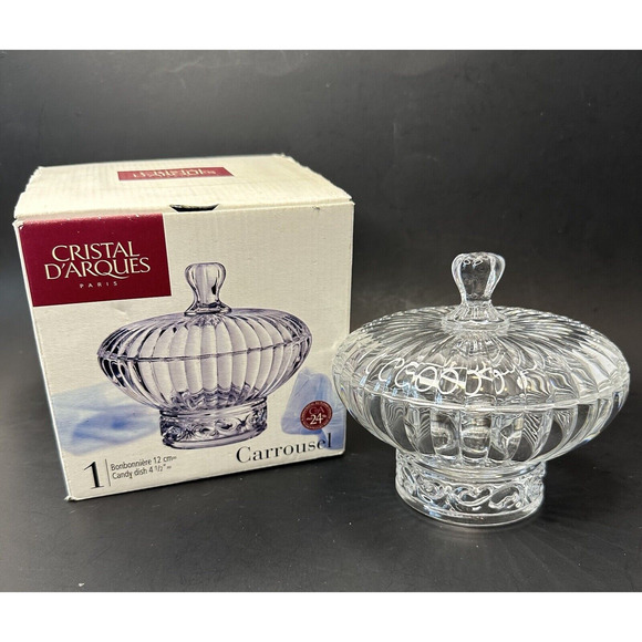 Cristal D'Arques Carrousel 4 1/2" Candy Dish 24% Genuine Lead Crystal Paris - Picture 1 of 16
